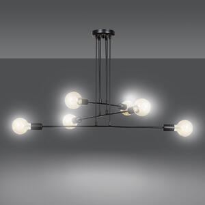 Lampadario a Sospensione in Acciaio 6xE27 MULTIPO 6 - Nero