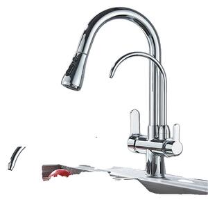 Rubinetto da cucina con sensore a sfioramento, Design estraibile, Comodità della doppia maniglia, Senza sensore cromato
