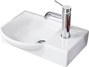 FACKELMANN Lavabo sinistro per WC ospiti / Lavabo in Vetroceramica / Dimensioni (L x A x P): circa 45 x 10,5 x 32 cm / Lavabo di alta qualità per il bagno / Colore: bianco / Larghezza: 45 cm