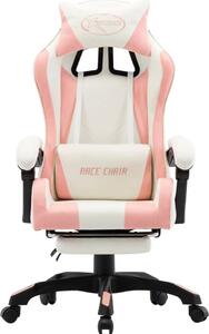 Sedia da gioco con poggiapiedi in ecopelle rosa e bianca