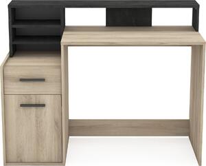 Scrivania con contenitori - DELPHI - Rovere/nero - L126,2 x P59,8 x H93,5 cm - DEMEYERE