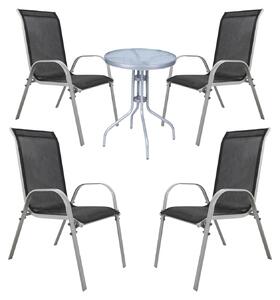 Set da bistrot, composto da 5 pezzi, color argento/grigio e nero