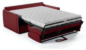 Divano letto Agathe Express, 3 posti, colore rosso con bordi grigi, braccioli grigi chiari, dimensioni 175x100x87 cm