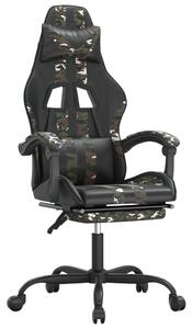 Sedia da Gaming con Poggiapiedi Nero e Mimetico in Pelle finta