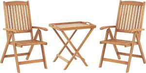 BELIANI Set di mobili da giardino in legno di acacia marrone chiaro Tavolo da tè 2 sedie stile moderno