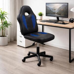 Sedia da scrivania regolabile in altezza, con funzione girevole a 360°, colore nero e blu