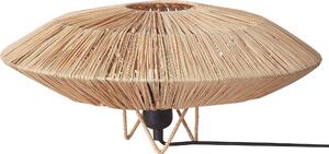 BELIANI Lampada da tavolo naturale paralume in paglia base nera lampada da notte in ferro illuminazione boho per camera da letto soggiorno