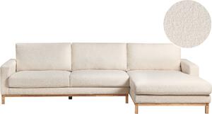 Divano Angolare Beliani, 4 Posti, Lato Destro, Bianco, Rivestito In Tessuto Bouclé, Braccioli Alti, Schienale Alto, Cuscini Seduta Diecke, Design Moderno, Divano Tessuto Per Soggiorno
