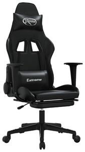 Sedia da gaming vidaXL con funzione massaggio e poggiapiedi, in Pelle finta nera