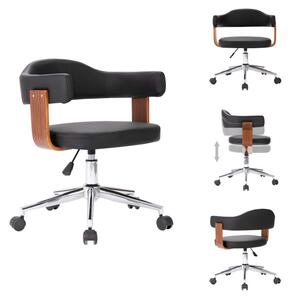 VidaXL Sedia da ufficio girevole in legno curvato nero e Pelle finta - Sedie da ufficio