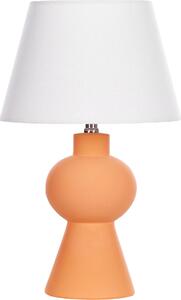 BELIANI Lampada da tavolo arancione con base in Vetroceramica e paralume in lino a forma di tamburo dal design minimalista