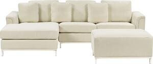 BELIANI Set di divani ad angolo con rivestimento beige lato destro a L moderno cuscini decorativi pouf soggiorno