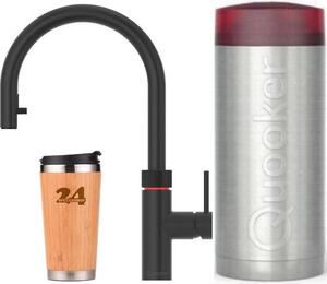 "QUOOKER Flex COMBI+ B bocca estraibile nera & rubinetto 100°C (22+XBLK)" (2 pezzi) miscelatore per lavello con funzione acqua bollente a 100°C *Inclusa tazza termica