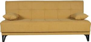 Divano letto 3 posti - LIMRA - Tessuto giallo senape - 2 cuscini - 190 x 87 x 87 cm