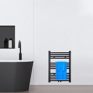 VILSTEIN radiatore da bagno, radiatore da bagno, radiatore per asciugamani attacco laterale e attacco centrale, radiatore piatto, radiatore da bagno piatto, radiatore per asciugamani da bagno, nero, 284W, 70x50 cm