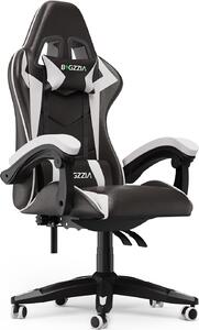 Sedia da gioco ergonomica - cuscino lombare + poggiatesta - regolabile in altezza - bianco e nero