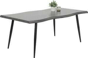 Tavolo da pranzo/da cucina Gabi con finitura effetto bordo grezzo e struttura in metallo nero - 180x100 cm
