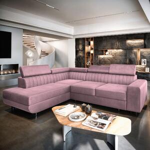 Divano angolare NOLA L-S di Masseno con funzione letto a L, divano con box letto, divano da salotto, divano, divano letto, set di divani - viola, MONOLITH 62