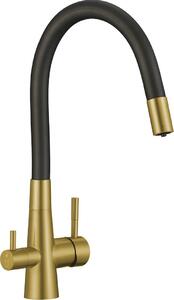 RIVECO Laveo Gold Rubinetto da cucina con bocca flessibile per filtro dell'acqua