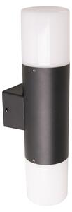 Lampada da parete, grado di protezione IP44, nera, a due luci, altezza 32 cm