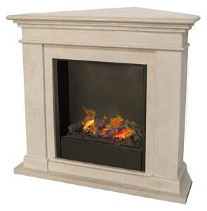 Caminetto a vapore acqueo Xaralyn - Kos-Corner EC6 - pietra naturale bianca - con telecomando - caminetto elettrico Opti-Myst - caminetto da incasso incluso - caminetto decorativo - caminetto ad angolo