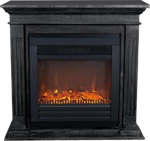 Caminetto elettrico Xaralyn - Cadiz ELU-SBU - pietra naturale nera - 1400 Watt di riscaldamento - con telecomando - caminetto da incasso incluso - caminetto decorativo