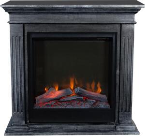 Caminetto elettrico Xaralyn - Cadiz ELE-SBP - pietra naturale lucida nera - riscaldamento 1500 watt - con telecomando - caminetto da incasso incluso - caminetto decorativo