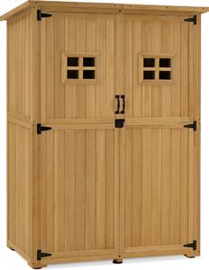 M MCombo Armadietto da giardino in legno, casetta da giardino piccola resistente alle intemperie, ripostiglio per attrezzi da esterno, per uso esterno, 127×59×168 cm, 0912D (naturale)