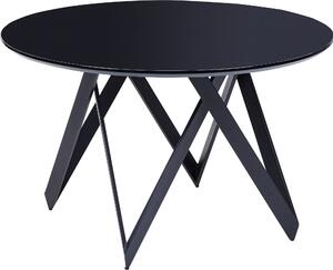 BELIANI Tavolo da pranzo nero, rotondo, diametro 120 cm, superficie lucida in MDF, struttura in metallo, design moderno e minimalista, ideale per sala da pranzo, zona pranzo o cucina