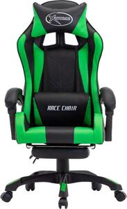 Sedia da Gaming con Poggiapiedi Verde e Nera in Pelle finta
