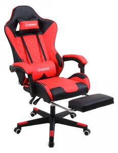 Sedia da gioco e da ufficio Herzberg con poggiapiedi retrattile Rosso