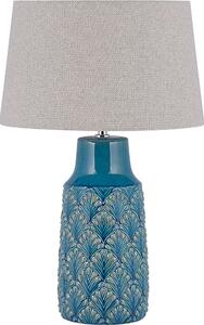 BELIANI Lampada da tavolo in Vetroceramica blu con paralume grigio 55 cm lampada da notte design