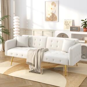 Divano letto a due posti, dimensioni 178x82x70 cm, con funzione letto, schienale regolabile e braccioli multistrato, rivestito in velluto, ideale per il soggiorno