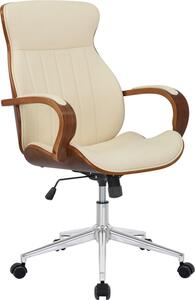 Sedia da ufficio in Pelle finta - Sedia da ufficio ergonomica - Design girevole a 360° | colore: noce/crema