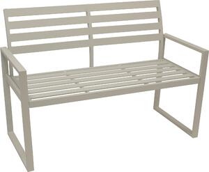 Panchina da giardino DEGAMO, panchina da parco in alluminio ATLANTA a 2 posti, 123 cm, alluminio bianco, resistente alle intemperie