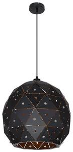 Lampada a sospensione, cristalli K9, metallo, colore nero, vetro trasparente, diametro 40 cm