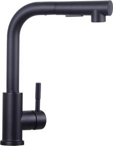 Rubinetto da cucina Nero Alta Pressione Doccia Deviatore Due Ugelli Tipo Lavello Rotazione 360° Forma L Estendibile Rubinetto Miscelatore Monocomando