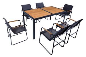 Set da salotto 7 pezzi gruppo di sedute da giardino per esterni panca tavolo da pranzo look legno