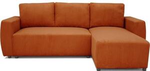 PHARELL Divano angolare trasformabile da 3 a 4 posti - tessuto a coste color terracotta - reversibile - L 224 x P 155 x H 85 cm