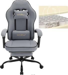 Sedia da gaming WOLTU con cuscino a molle insacchettate, sedia girevole ergonomica, tessuto a rete, grigio