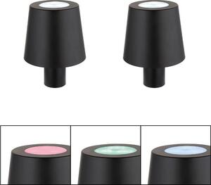 2x lampada da tavolo LED RGB, lampada a bottiglia, touch, nera, H 14 cm