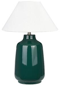 BELIANI Lampada da tavolo base in Vetroceramica verde paralume in tessuto per comodino