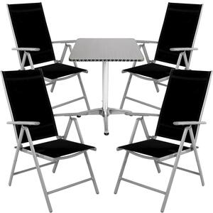 Set da bistrot 5 pezzi in alluminio - Tessuto / Nero