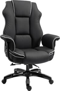 Sedia da ufficio Fortuna Lai regolabile in altezza con funzione oscillante ergonomica girevole a 360° con braccioli in Pelle finta nera 76x80x118-124 cm