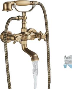 Miscelatore per vasca da bagno, comando a doppia maniglia, cuscino in ceramica resistente, antico
