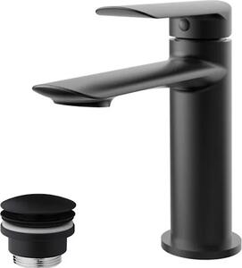Miscelatore lavabo con piletta di scarico (tappo) nero opaco