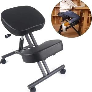 Sedia ergonomica per inginocchiarsi, cuscino ortopedico in schiuma, regolabile in altezza, nero