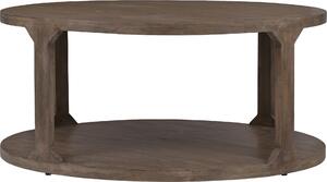 Tavolino WOMO-DESIGN Mekka Ø100x45 cm rotondo naturale, unico fatto a mano in legno massiccio di mango, look moderno in legno, tavolino da divano dal design vintage