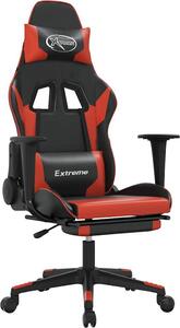 Sedia da gaming vidaXL con funzione massaggio e poggiapiedi, in ecopelle nera e rossa