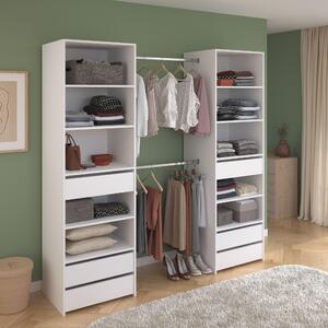 Appendiabiti - ANETO - Bianco - Doppelsäule - 6 cassetti - 2 aste per abiti - L 199,9 x A 200 x T 49,7 cm - PARISOT